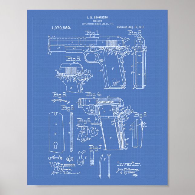 Firearm 1913 - Art Blueprint Poster (Vorne)
