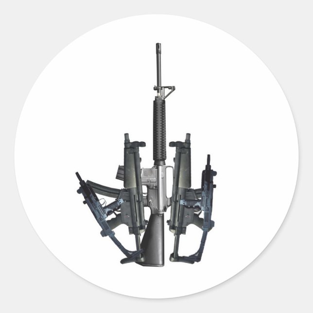 Firearm Middle Finger Runder Aufkleber (Vorderseite)