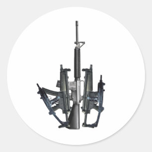 Firearm Middle Finger Runder Aufkleber