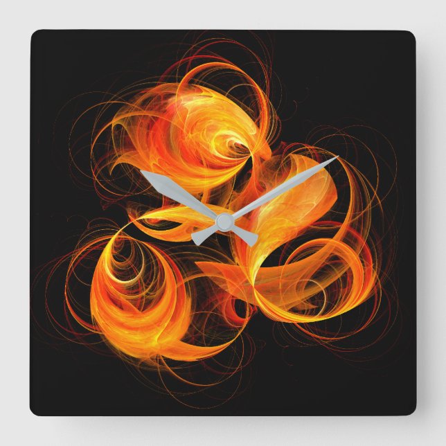 Fireball Abstract Art Square Quadratische Wanduhr (Vorderseite)