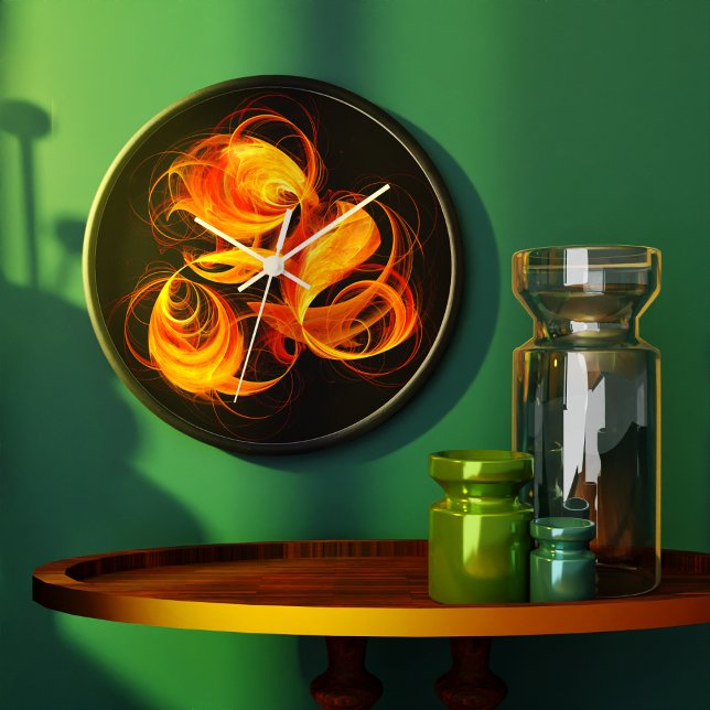 Fireball Abstract Große Wanduhr (Fireball Abstract Art Round Wall Clock)