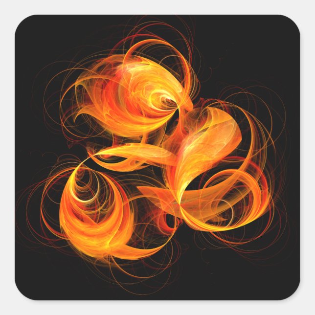 Fireball Abstrakt Art Square Sticker (Vorderseite)