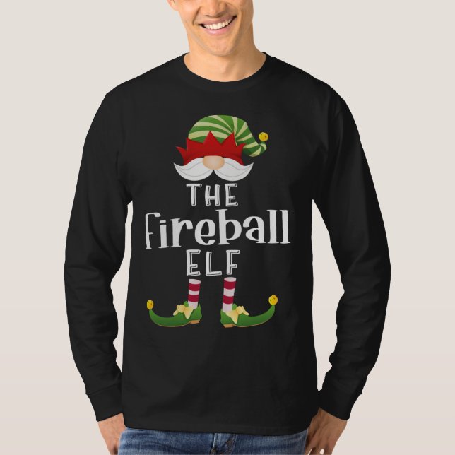 Fireball Elf Weihnachts Funny Pajama Party T-Shirt (Vorderseite)