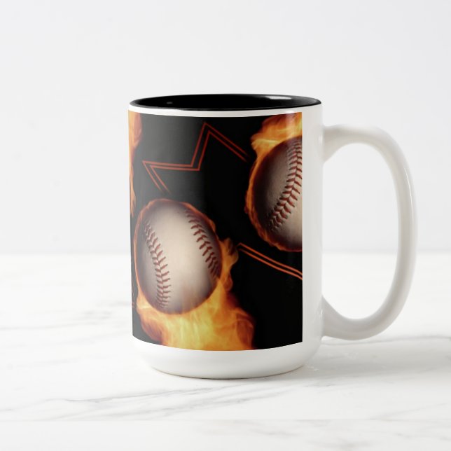 Fireball Muster Baseball Liebhaber Mug Zweifarbige Tasse (Rechts)