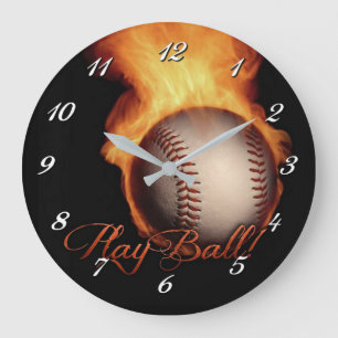 Fireball Pattern Baseball Lovers Wall Clock Große Wanduhr