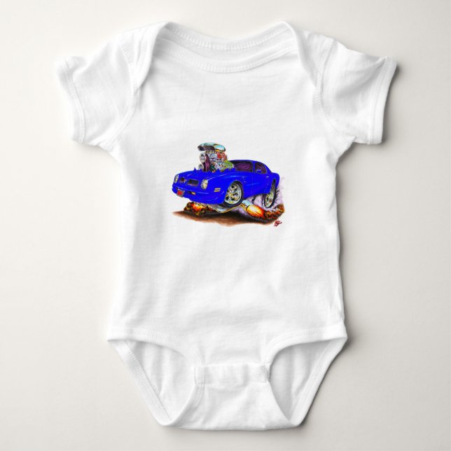 Firebird Blau-Auto 1974-76 Baby Strampler (Vorderseite)