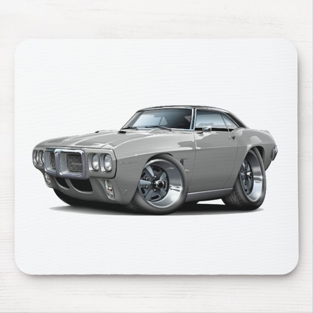 Firebird Grau-Schwarzes Spitzenauto 1969 Mousepad (Vorne)
