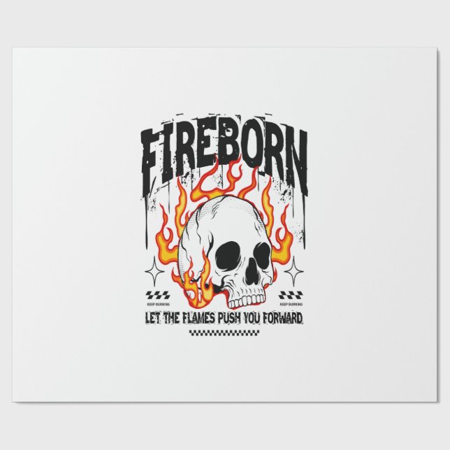 Fireborn Skull Urban Streetwear Geschenkpapier (Flach)