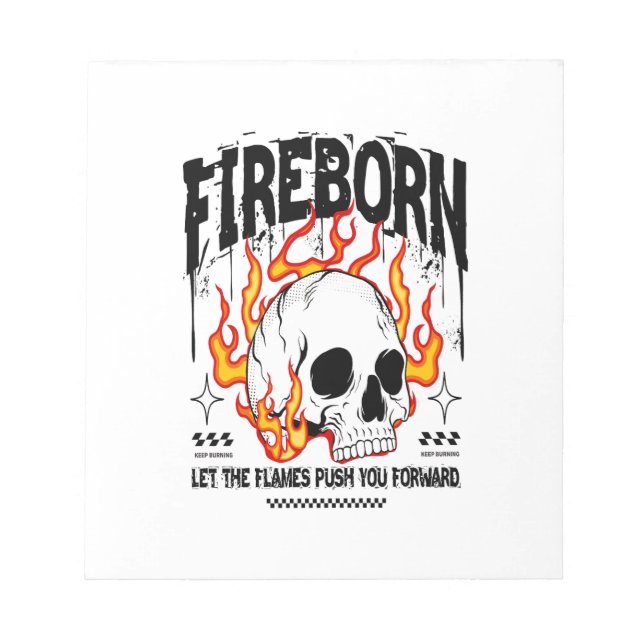 Fireborn Skull Urban Streetwear Notizblock (Vorderseite)