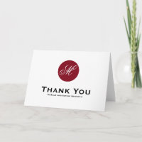 Firebrick Red Circle Monogram Danke Karte