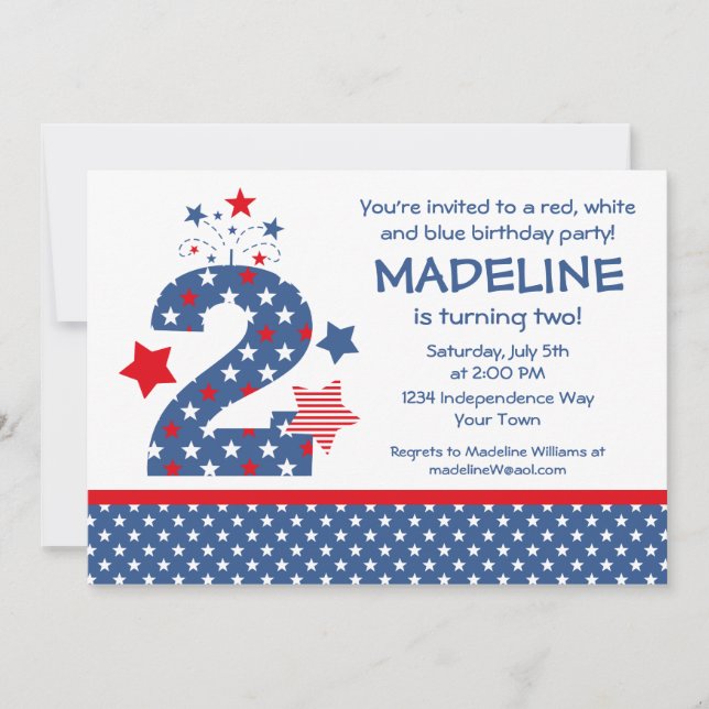 Firecracker 2. Geburtstag Einladung (Vorderseite)