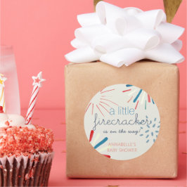Firecracker 4. Juli Fireworks Baby Shower Runder Aufkleber