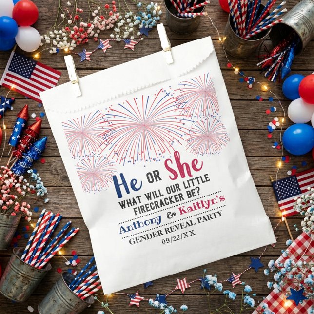 Firecracker 4. Juli Gender Reveal Party Geschenktütchen (Von Creator hochgeladen)
