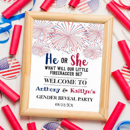 Firecracker 4. Juli Gender Reveal Party Poster