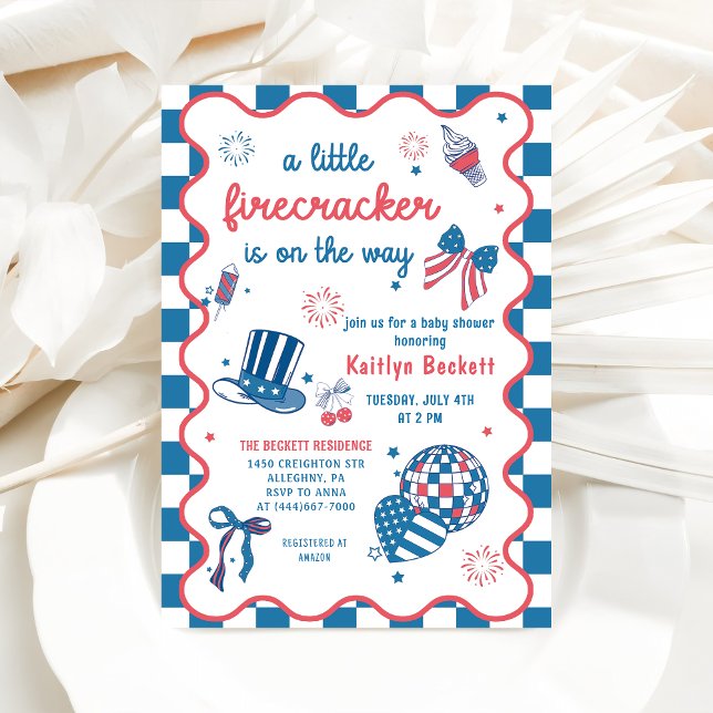 Firecracker auf dem 4. Juli Babydusche Einladung (Von Creator hochgeladen)