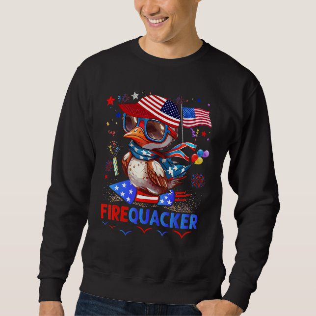 Firecracker Duck 4th of July Patriotic Day Usa Fla Sweatshirt (Vorderseite)