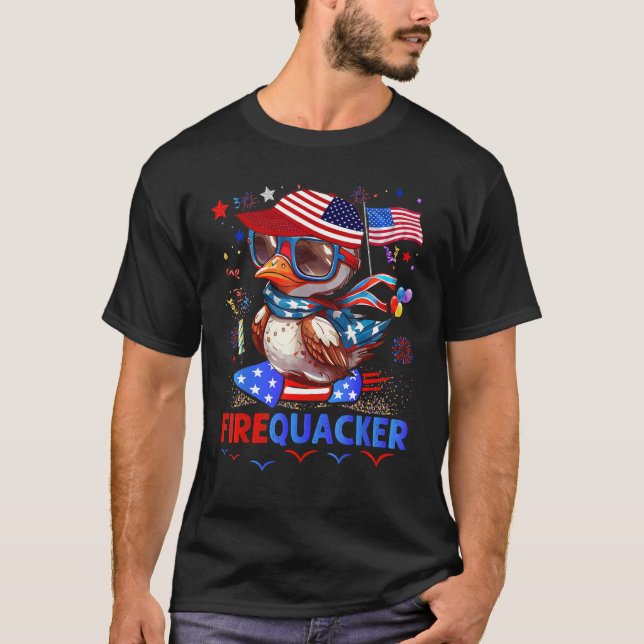 Firecracker Duck 4th of July Patriotic Day Usa Fla T-Shirt (Vorderseite)