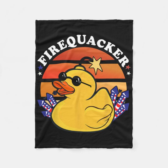 Firecracker Ente 4. Juli Patriotic Day Usa Fla Fleecedecke (Vorderseite)