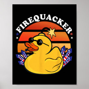 Firecracker Ente 4. Juli Patriotic Day Usa Fla Poster