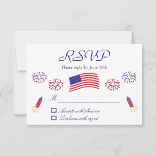 Firecracker Patriotic Baby Dusche RSVP Karte