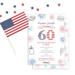 Firecracker Red White and Blue 60. Geburtstagspart Einladung<br><div class="desc">Ein unterhaltsames Red White and Blue 60. Geburtstag-Einladung-Design für ein familienfreundliches Outdoor-Cooking oder ein Picknick-Party</div>