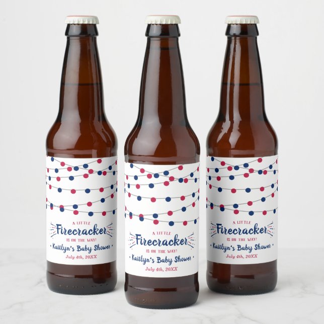 Firecracker unterwegs! Babydusche am 4. Juli Bierflaschenetikett (Flaschen)