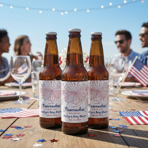 Firecracker unterwegs! Babydusche am 4. Juli Bierflaschenetikett