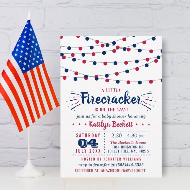 Firecracker unterwegs! Babydusche am 4. Juli Einladung (Von Creator hochgeladen)