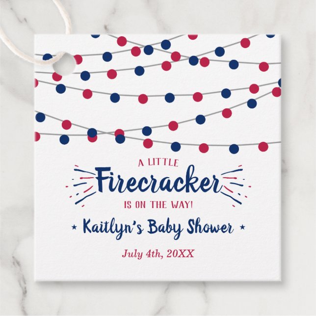 Firecracker unterwegs! Babydusche am 4. Juli Geschenkanhänger (Vorderseite)