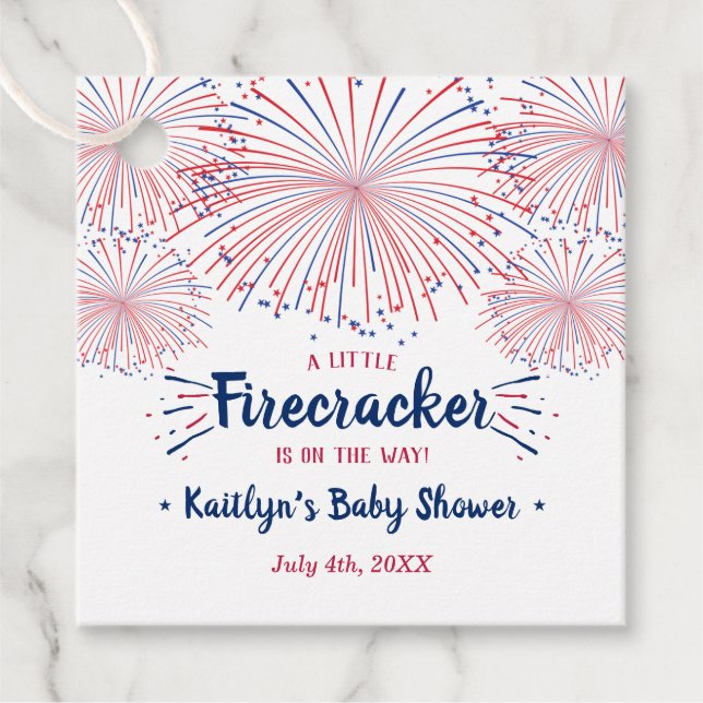 Firecracker unterwegs! Babydusche am 4. Juli Geschenkanhänger (Vorderseite)