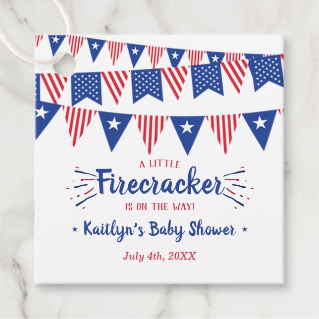 Firecracker unterwegs! Babydusche am 4. Juli Geschenkanhänger (Vorderseite)