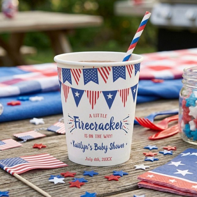 Firecracker unterwegs! Babydusche am 4. Juli Pappbecher (Von Creator hochgeladen)