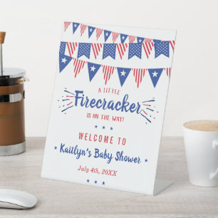 Firecracker unterwegs! Babydusche am 4. Juli Sockelschild