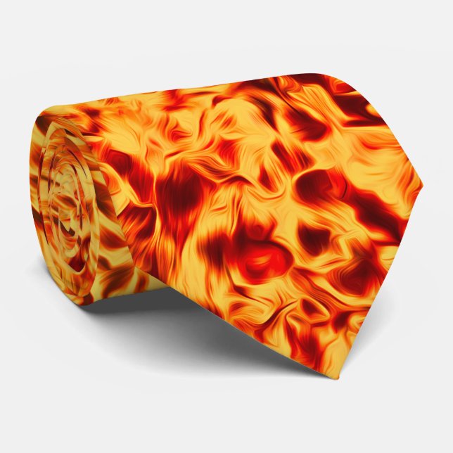 Fired Up – Kühne Flammen-Textur Krawatte (Gerollt)