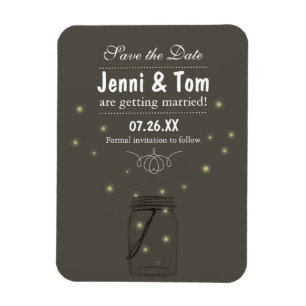 Firefets in Mason Jar Rustic Magnet Save the Date