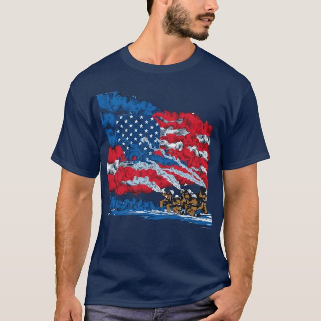 Firefight USA Flaggenpatentiotic Cool Fireman T-Shirt (Vorderseite)
