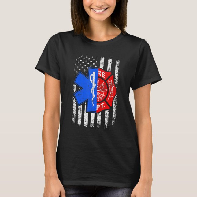 Firefighter 4th of July USA Flag Firefighter Lover T-Shirt (Vorderseite)