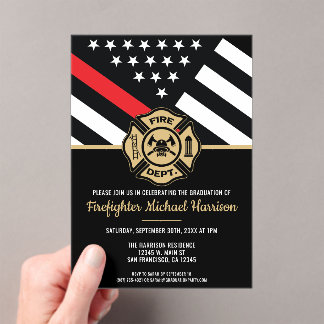Firefighter Abschluss Red Line Flaggen Feuerwehrma Acryleinladungen