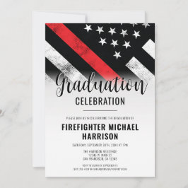 Firefighter Abschluss Red Line Flaggen Feuerwehrma Einladung