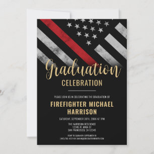 Firefighter Abschluss Red Line Flaggen Feuerwehrma Einladung