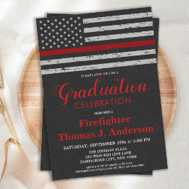 Firefighter Abschluss Thin Red Line Flaggen Feuerw Einladung