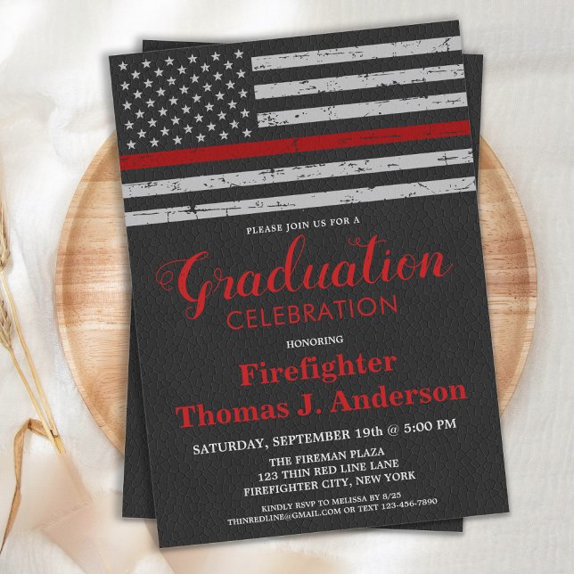 Firefighter Abschluss Thin Red Line Flaggen Feuerw Einladung (Von Creator hochgeladen)