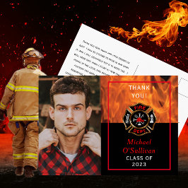 Firefighter Academy Abschluss Foto Vielen Dank Postkarte