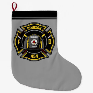 Firefighter ADD NAME Fire Department Rescue Team Großer Weihnachtsstrumpf