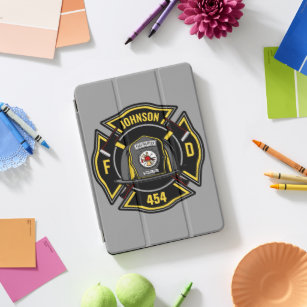 Firefighter ADD NAME Fire Department Rescue Team iPad Pro Cover
