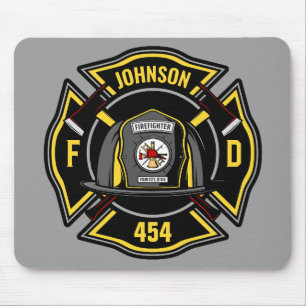 Firefighter ADD NAME Fire Department Rescue Team Mousepad