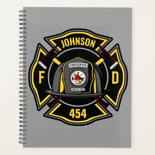 Firefighter ADD NAME Fire Department Rescue Team Planer (Vorderseite)