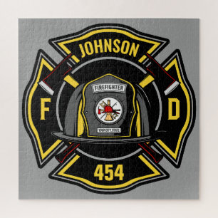 Firefighter ADD NAME Fire Department Rescue Team Puzzle