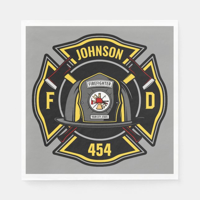 Firefighter ADD NAME Fire Department Rescue Team Serviette (Vorderseite)