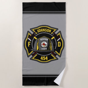 Firefighter ADD NAME Fire Department Rescue Team Strandtuch